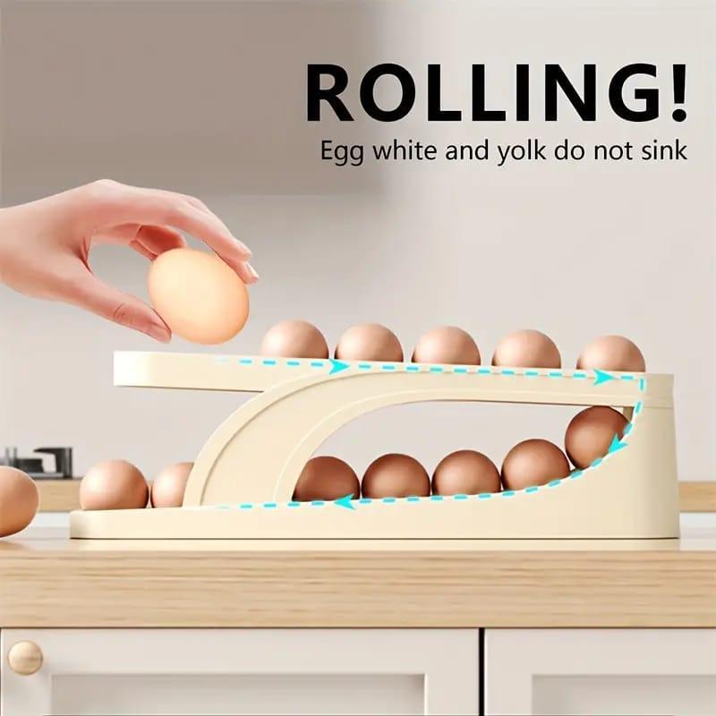 Rolling Egg Dispenser ABS Plastic Off-White Kitchen