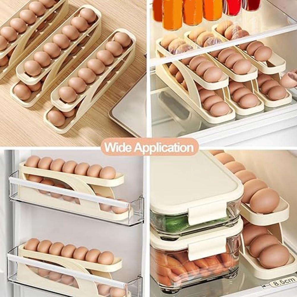 Rolling Egg Dispenser ABS Plastic Off-White Kitchen